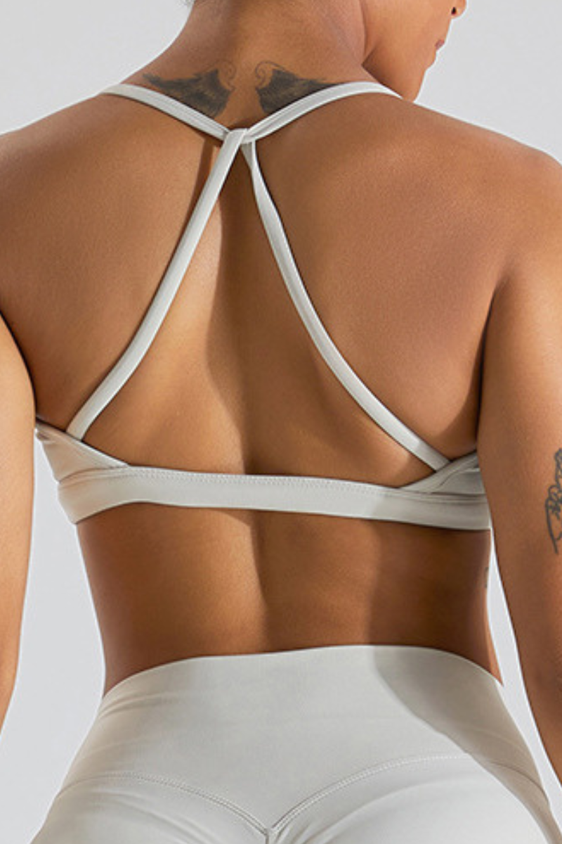 Women's Athletic Front Ruched Cross-Back Yoga Sports Bra