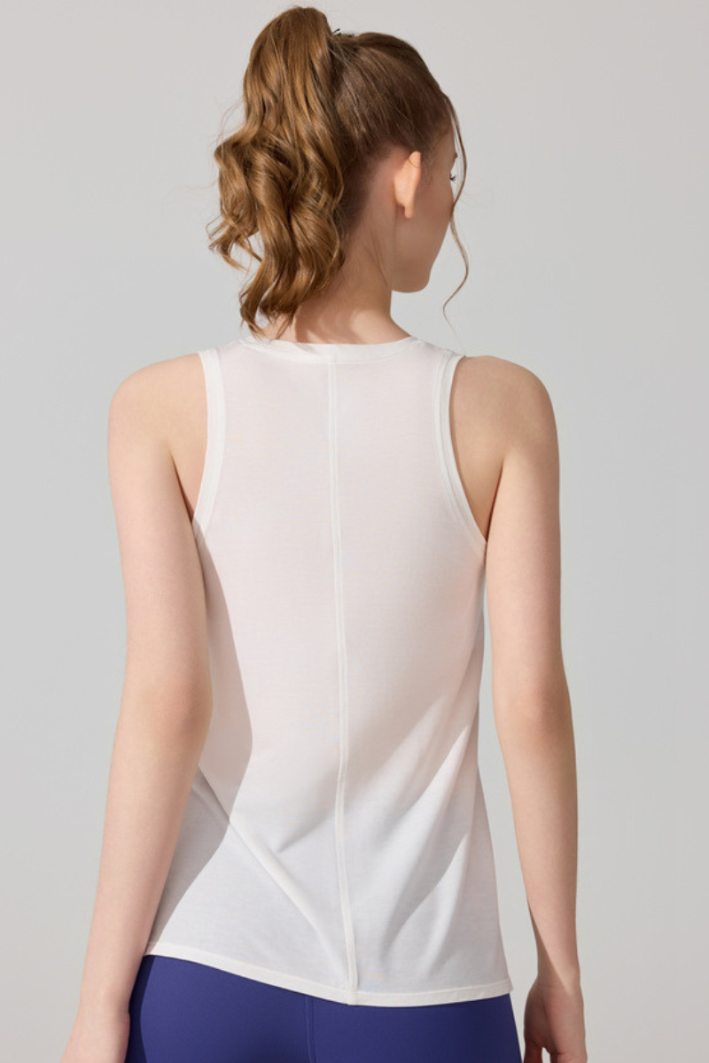 Women's Loose Sleeveless Side Slit Knottable Sports Tank Top