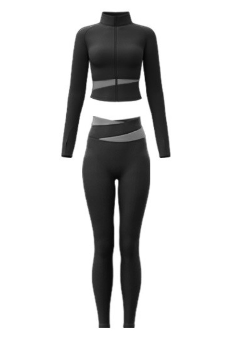 Women's 2-Piece Sports Sets:Stand Collar Jacket & Leggings