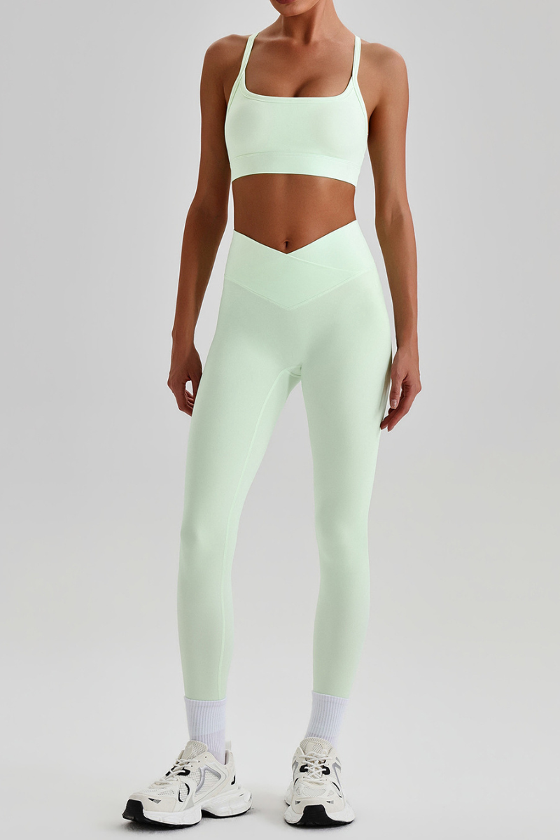 Women's  Crisscross Back Bra & V-Waist Yoga Leggings Set