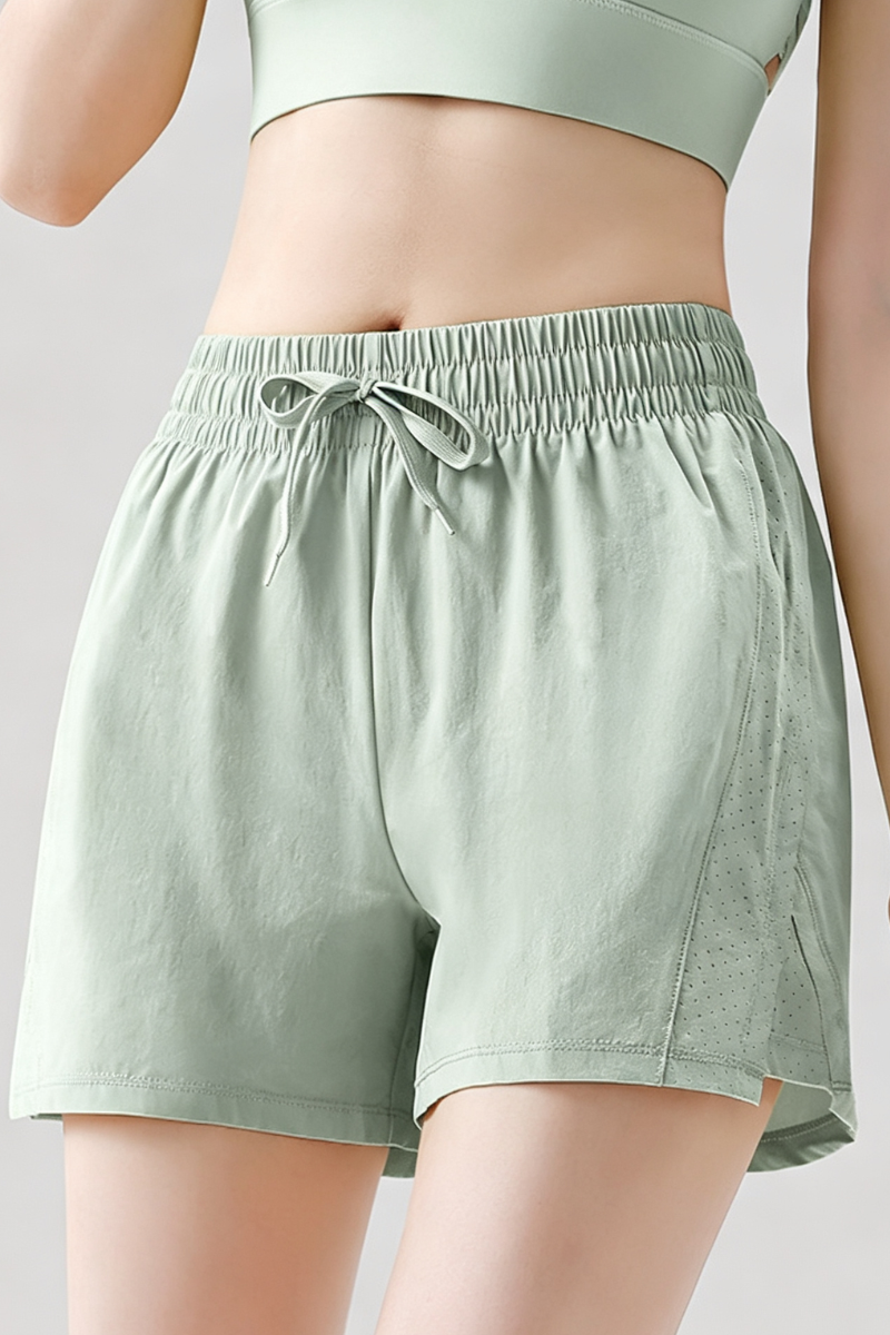 Women's Drawstring Side Mesh Quick Dry Athletic Shorts