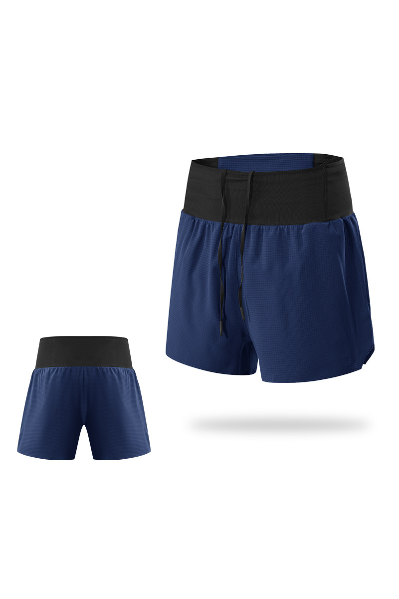 Men High Waist Multi-Pocket 2-in-1 Running Shorts