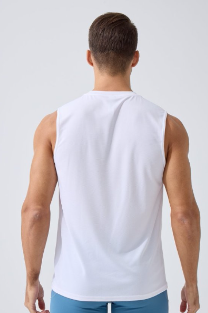 Men's Contrast Stitch Dry Crew Neck Sleeveless Tank Top