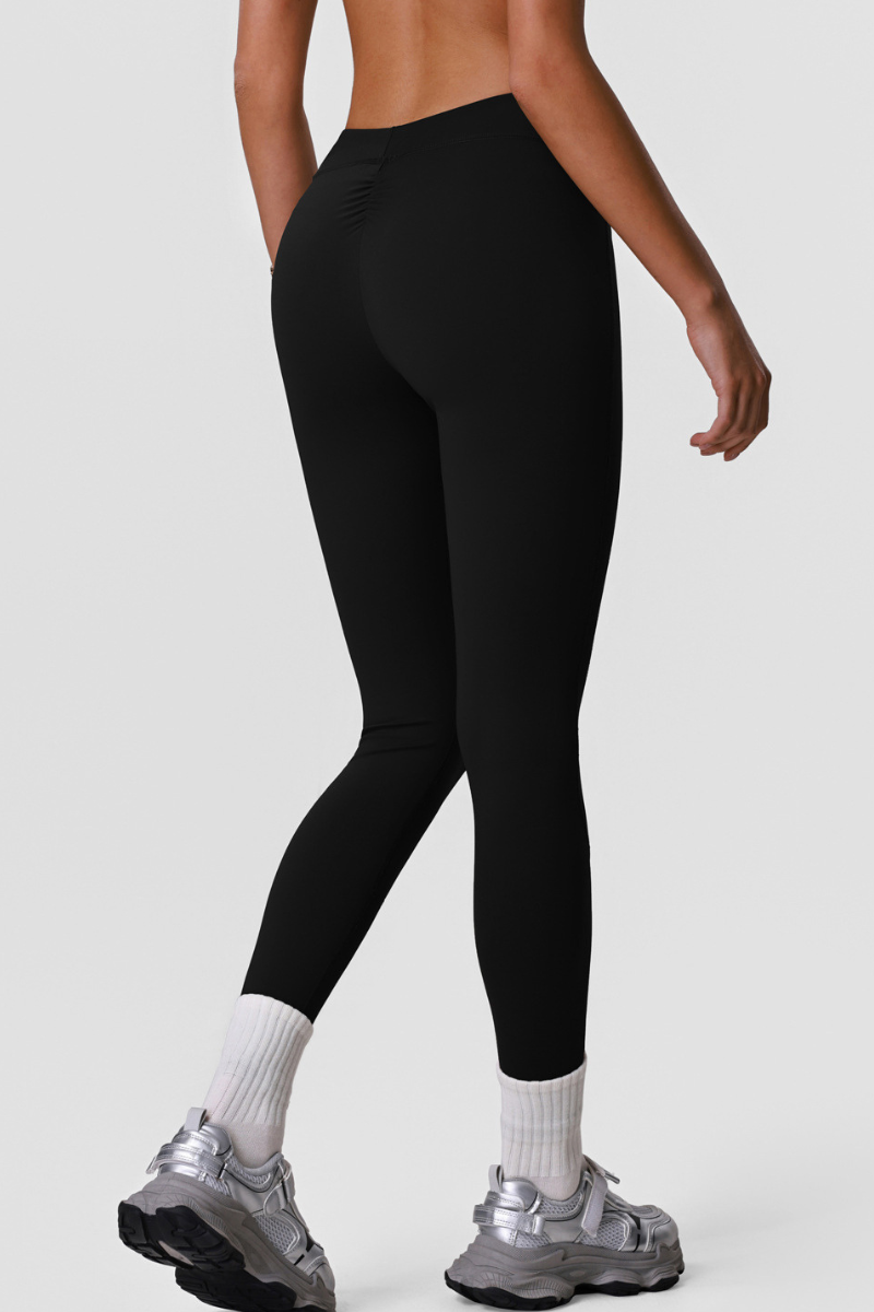 Women's Athletic High-Waisted Pleated Slim Fit Yoga Leggings