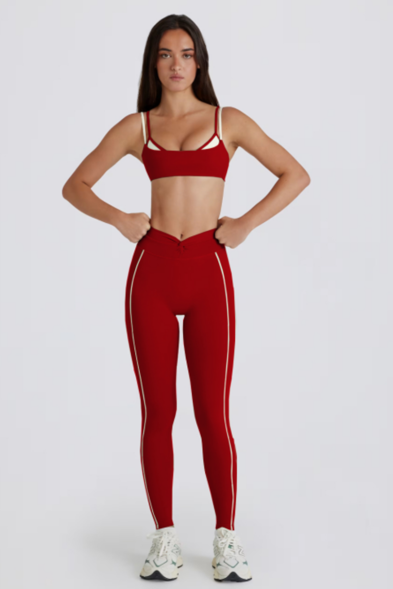 Women's Color Block Twist-Back Bra & Yoga Leggings Set
