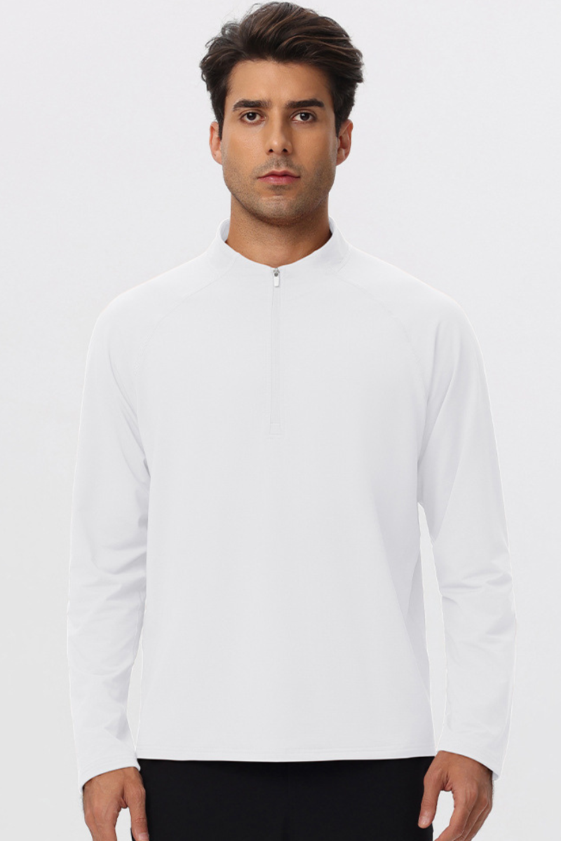 Men's Half Zip Raglan Quick Dry Athletic Long Sleeve T-Shirt