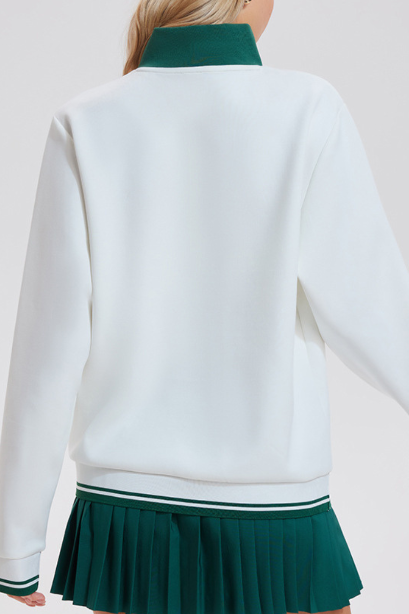 Women's Half-Zip Color Block Front Pocket Tennis Sweatshirt