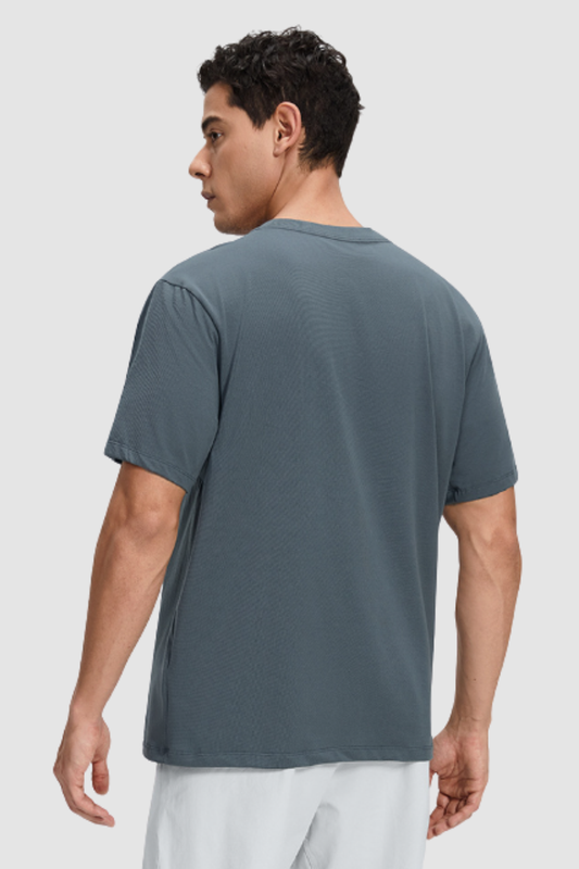 Men's Summer Basic Loose Round-Neck Breathable Solid Tee