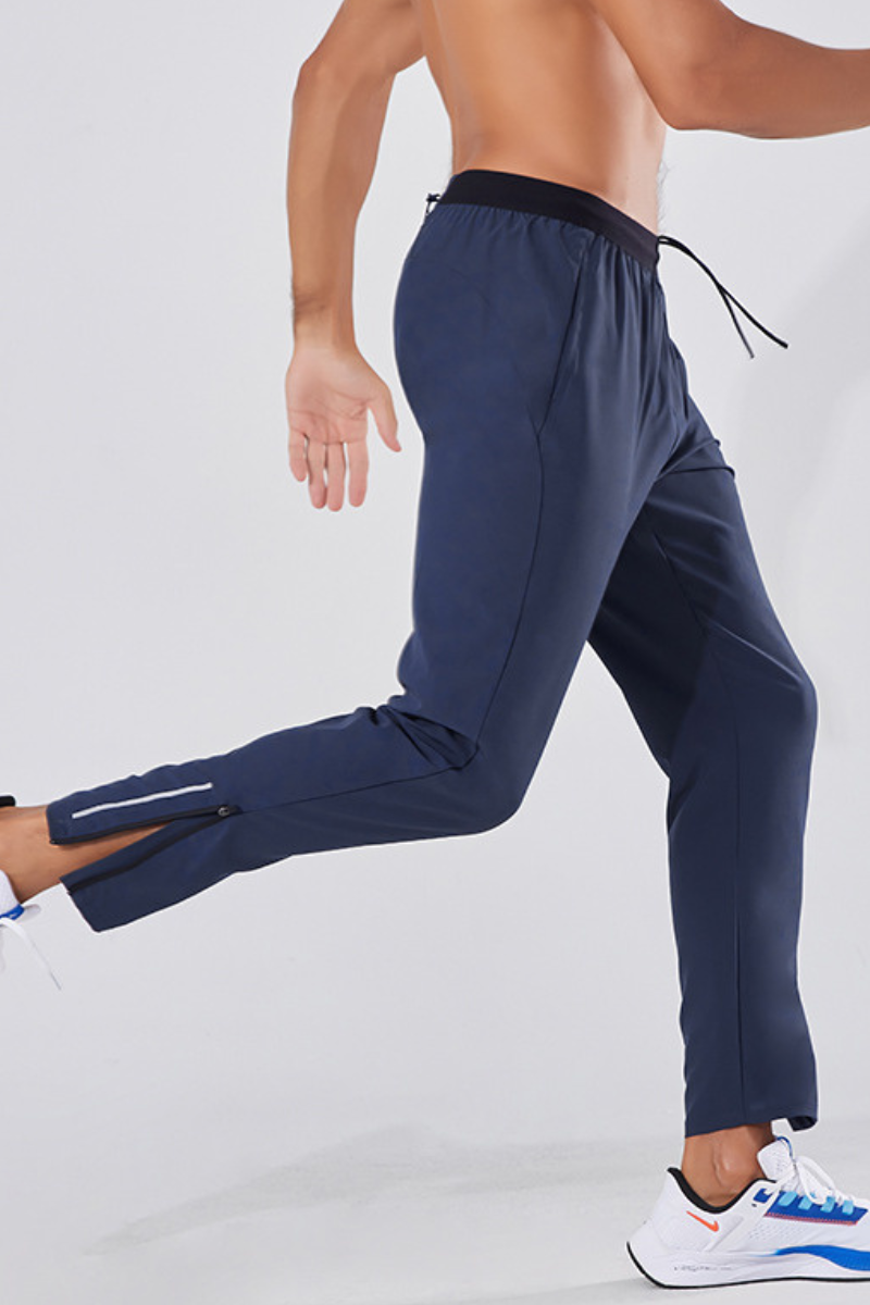 Men's Reflective Zip 9 Inch Quick Dry Running Athletic Pants