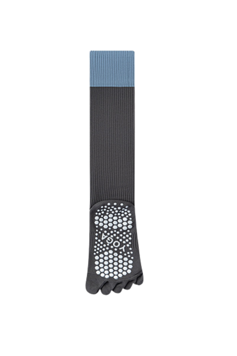 Color Block Non-Slip Knee-High Yoga Five-Toe Socks
