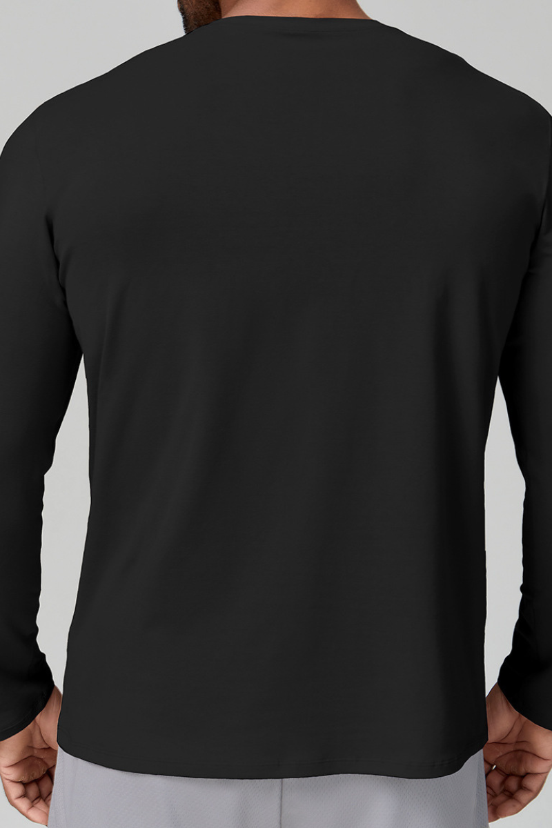 Men's Summer Crew Neck Skin-Friendly Solid Long Sleeve Athletic Top