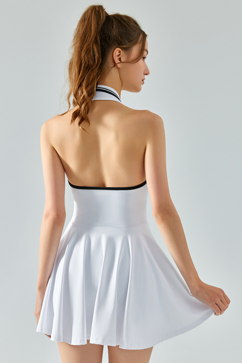 Women's Halter Polo Collar Cooling Tennis Mini Dress
