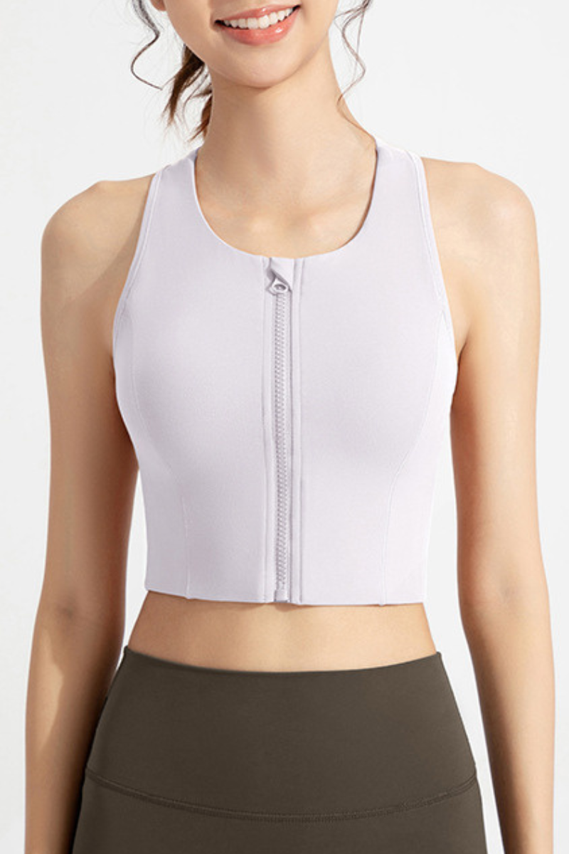 Women's Front Zipper High Impact Naked Feel Sports Bra