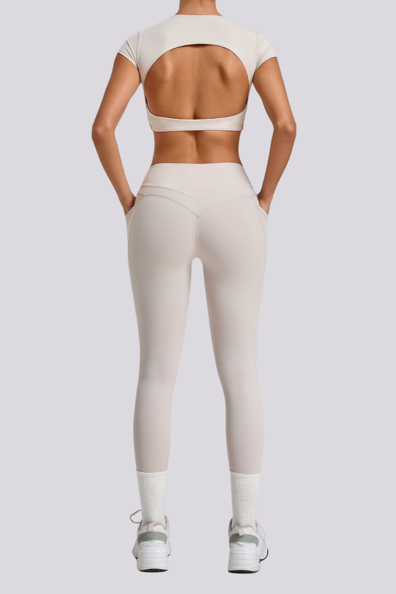 Women's Cut Out Cropped T-shirt And Leggings Yoga Sets