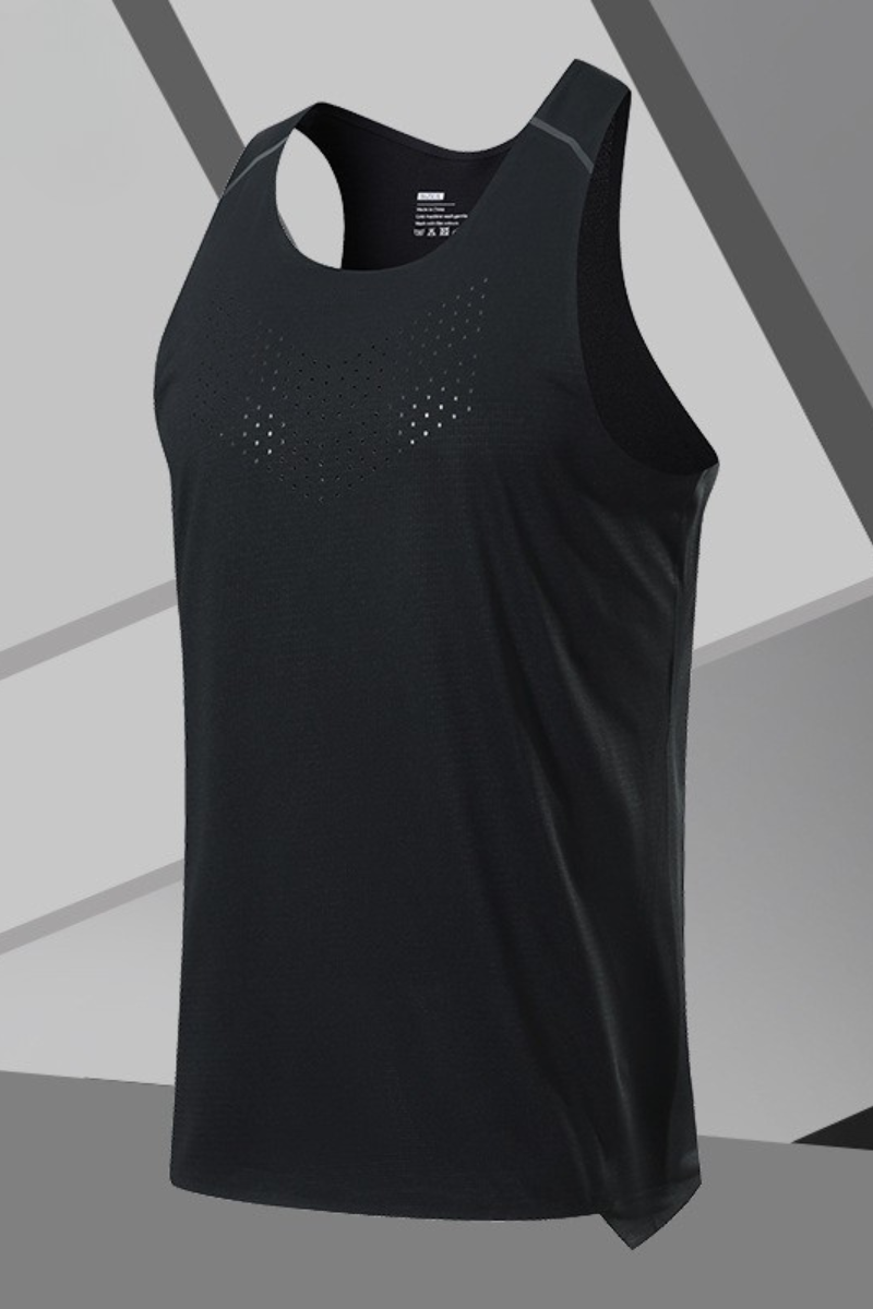 Men's Laser Perforated Lightweight Racerback Racing Tank Top