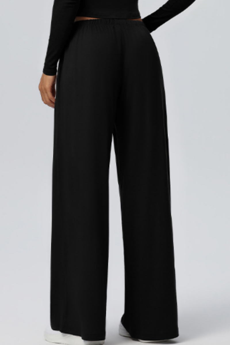 Women's Drawstring High Waist Drape Wide Leg Casual Pants