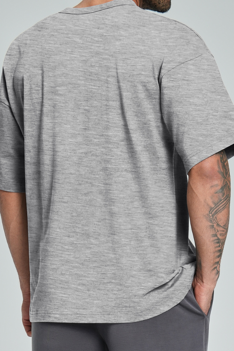 Men's Summer Organic Cotton Loose Crew Neck Solid T-Shirt