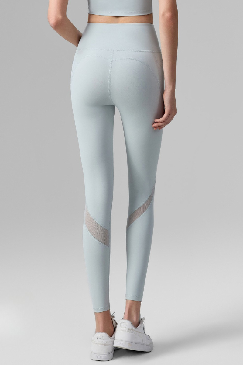 Women's Mesh-Panel High-Waisted Leggings with Side Pockets