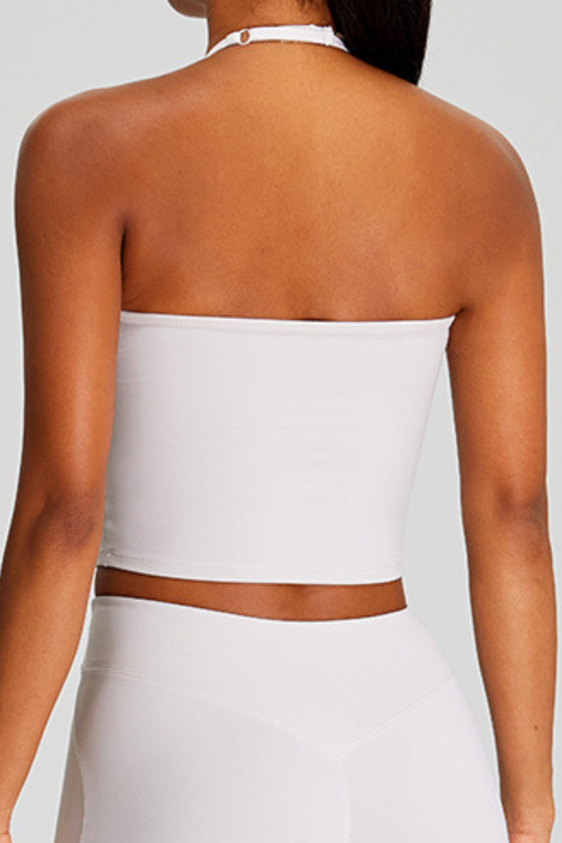 Women's Halter Deep V-Neck Cropped Yoga Sports Tank Top