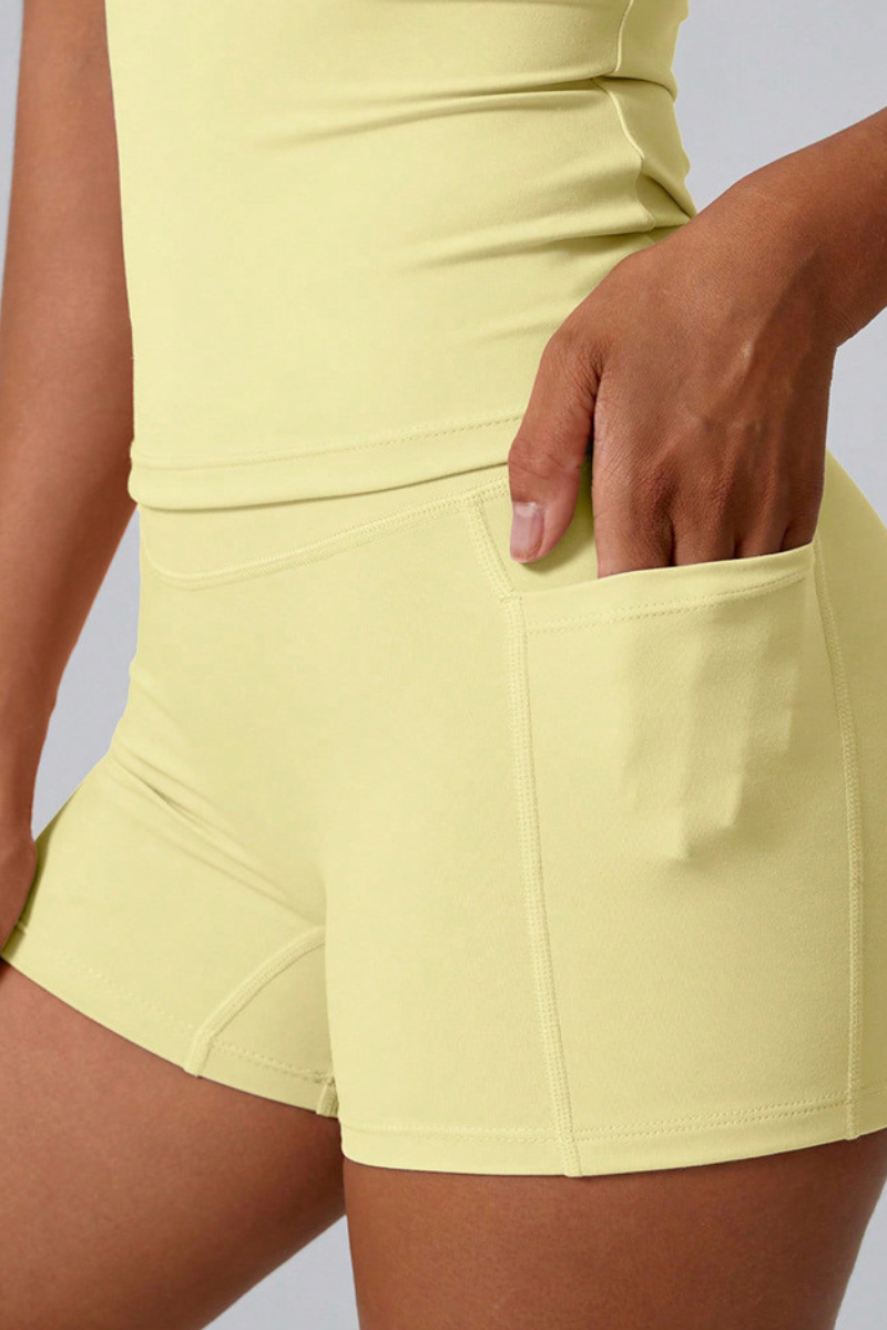 Women's Cropped T-shirt And High Waist Side Pocket Yoga Set