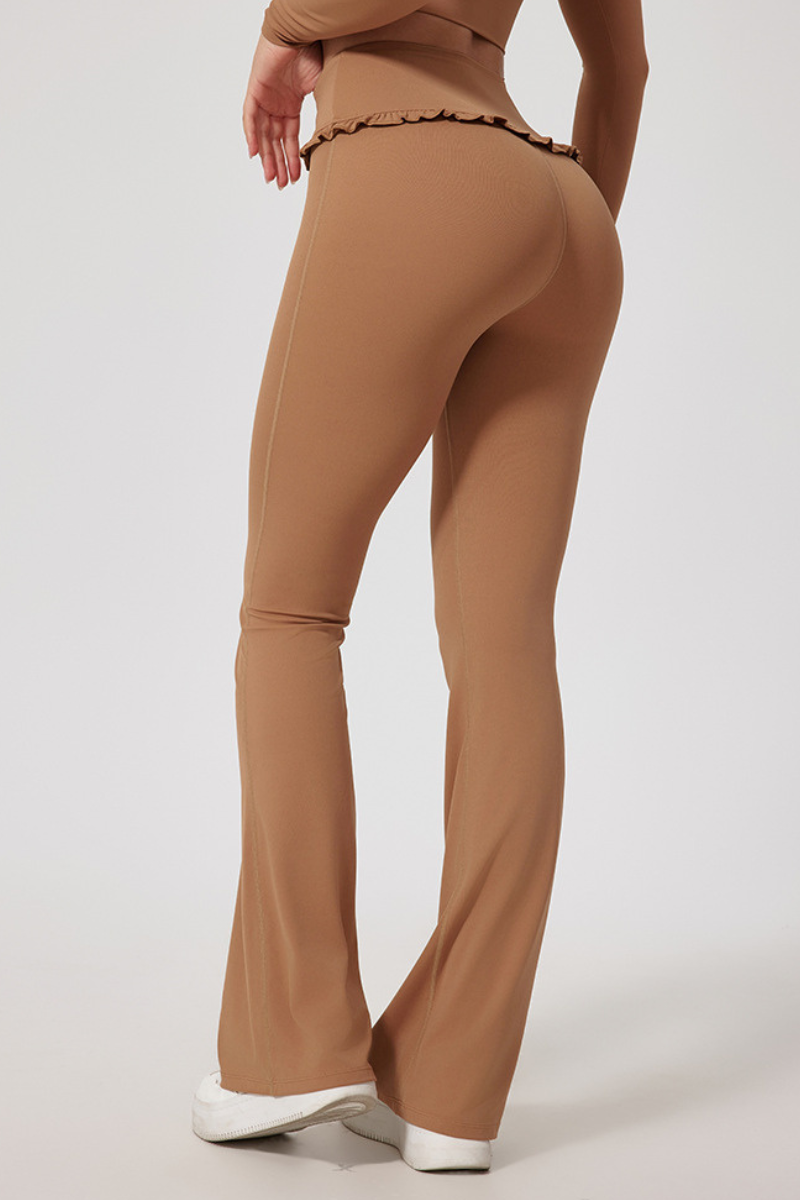 Women's High Waist Lace Solid  Sporty Flared Pants