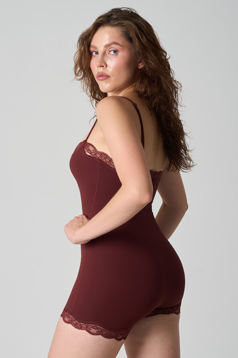 Women's Lace Shapewear Spaghetti Strap Boyshort Jumpsuit