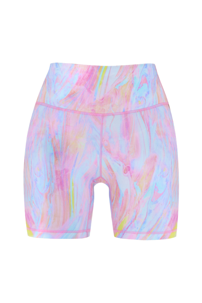 Women's Athletic Colorful Print High-Waist Biker Shorts