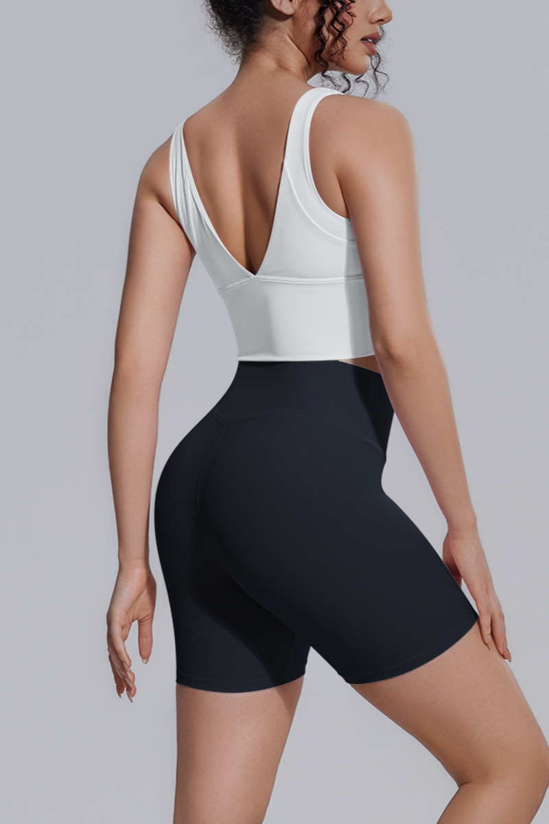 Women's Athletic Sets:V-back Wide Straps Bra And Shorts