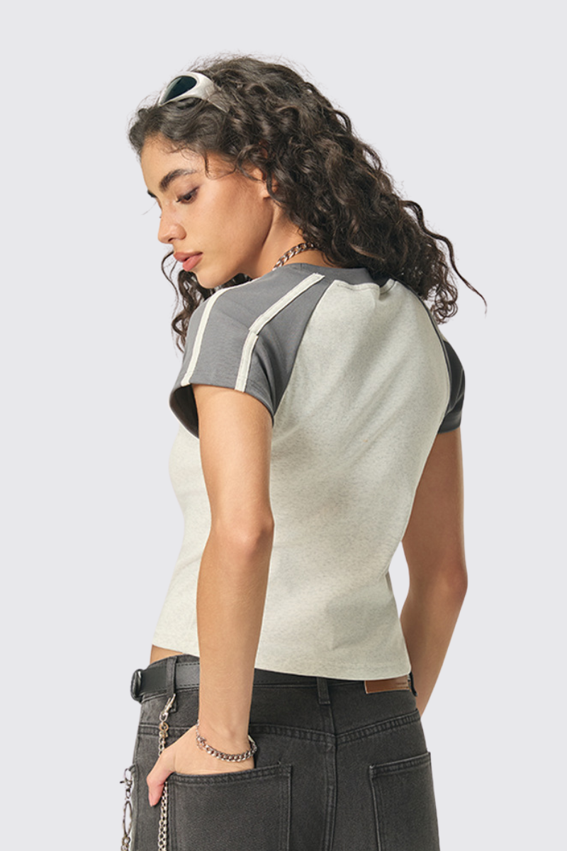 Women's 260g Color Block Stripe High Waist Cooling T-Shirt