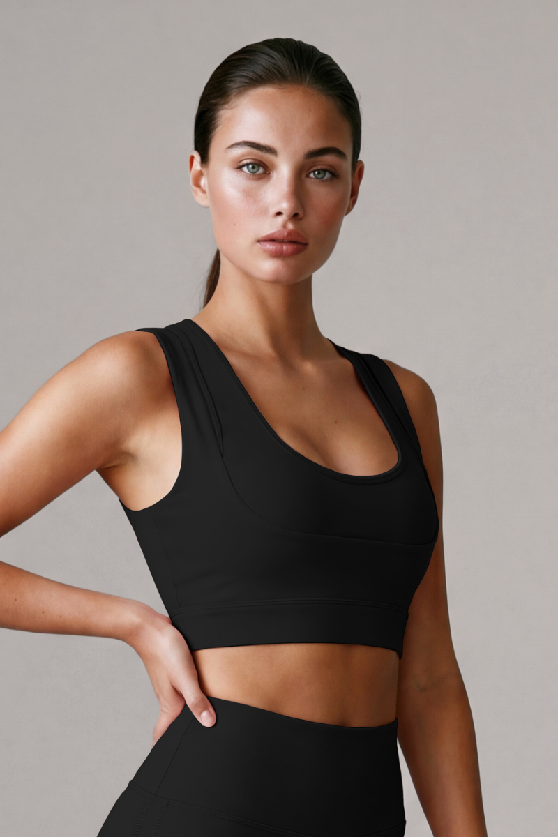 Women's Double Strap Square Neck Cropped Sports Bra