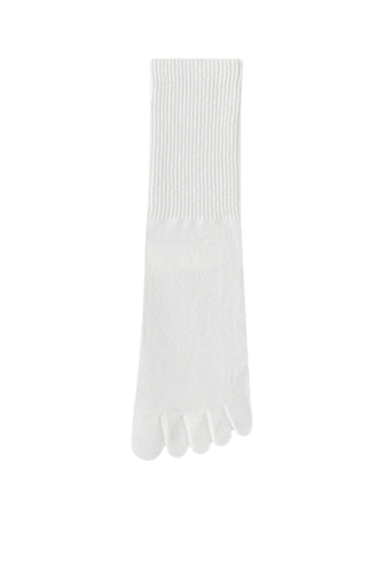 Men's Solid Color Toe Separator Cotton Crew Socks