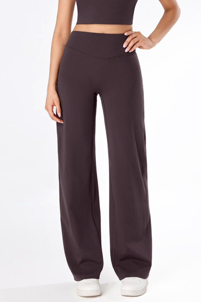 Women's High-Waist Brushed Naked-Feel Wide-Leg Sports Pants