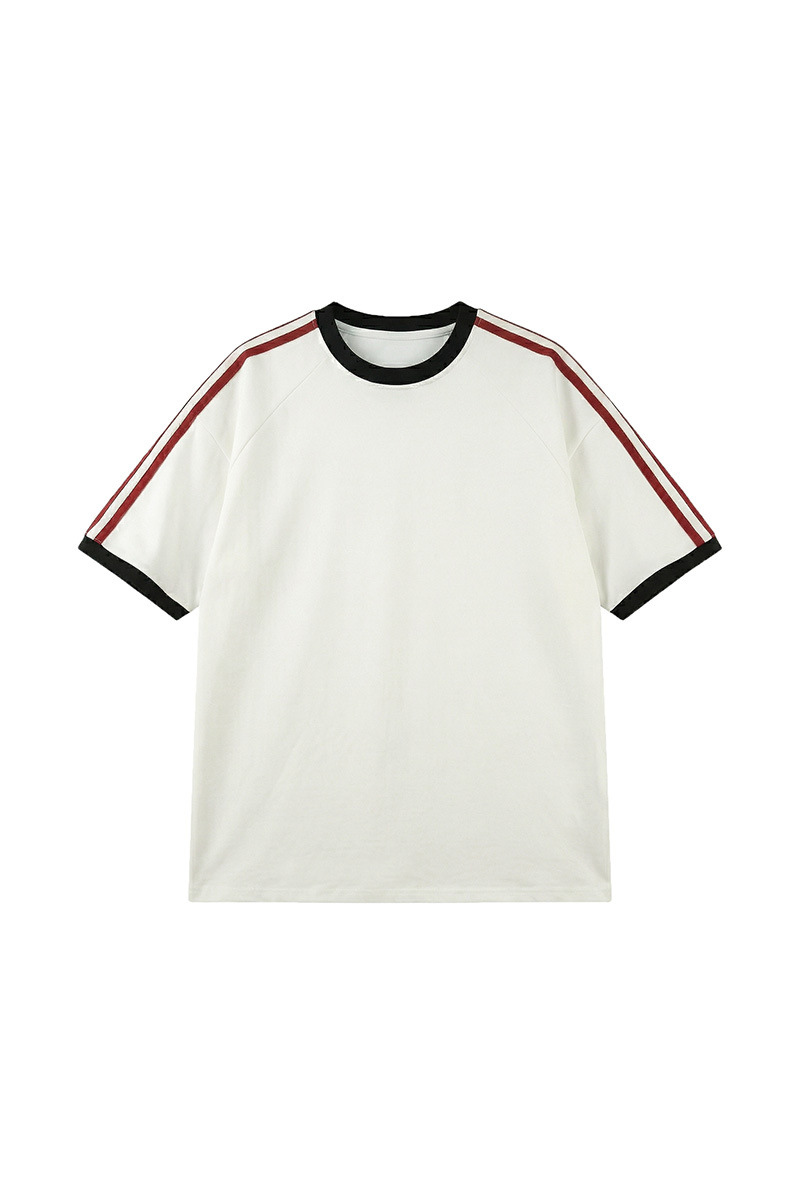 Men's Summer Retro Side 3-Stripes Contrast Loose Fit T-Shirt