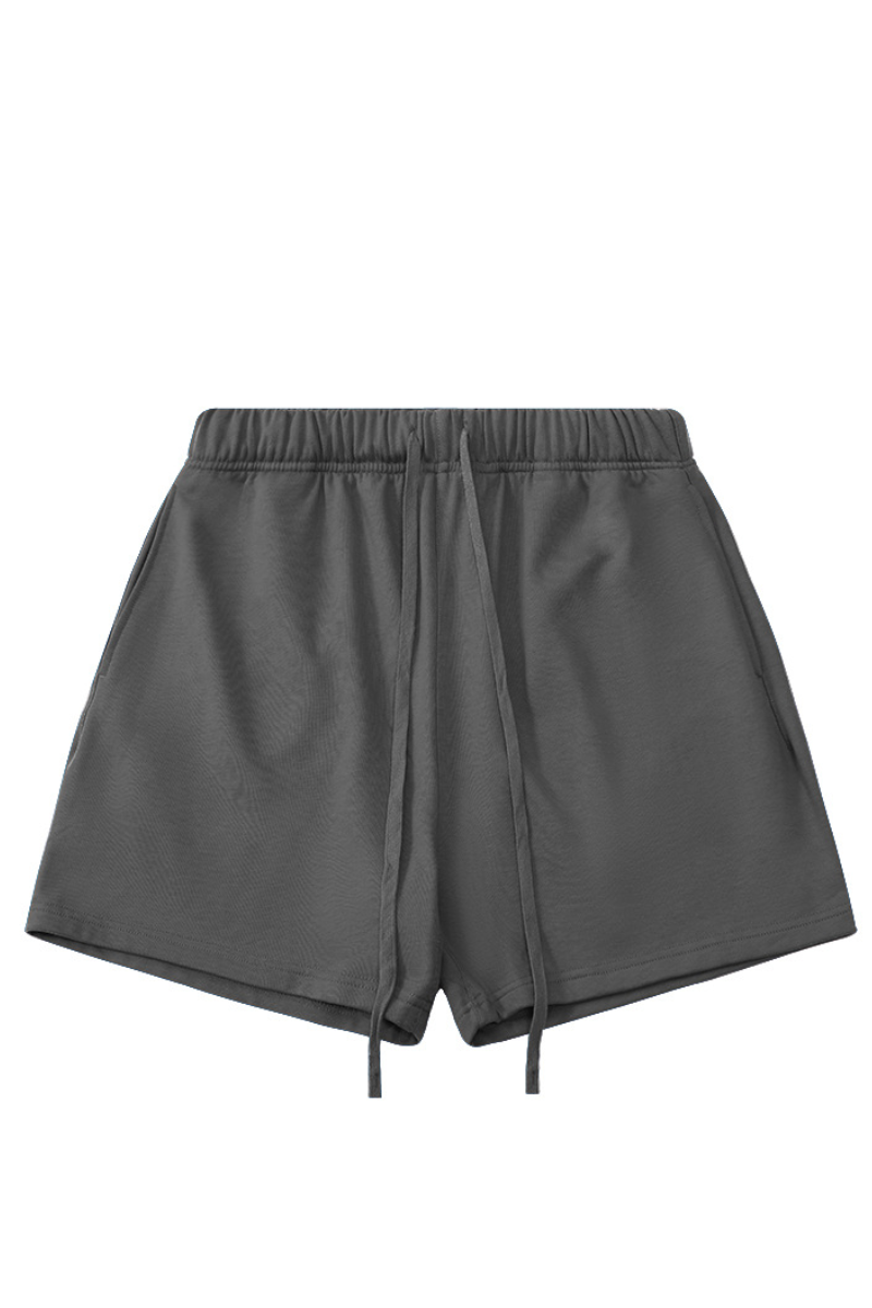 Men's 100% Cotton Solid Drawstring Loose Sports Shorts