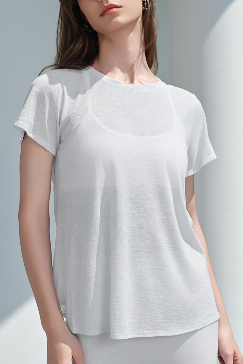 Women Summer Lightweight breathable Cross Open Back T-Shirt