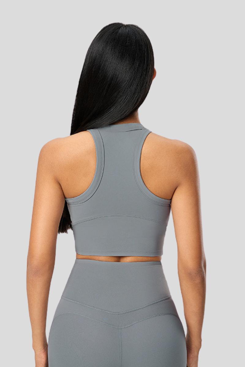 Women Racerback Round Neck Solid Sports Bra