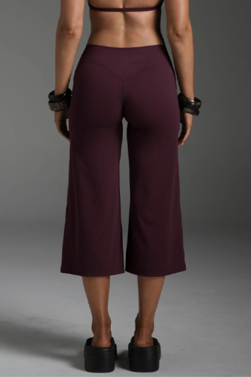 Women's Athletic Solid Yoga Casual Wide-Leg Capri Pants
