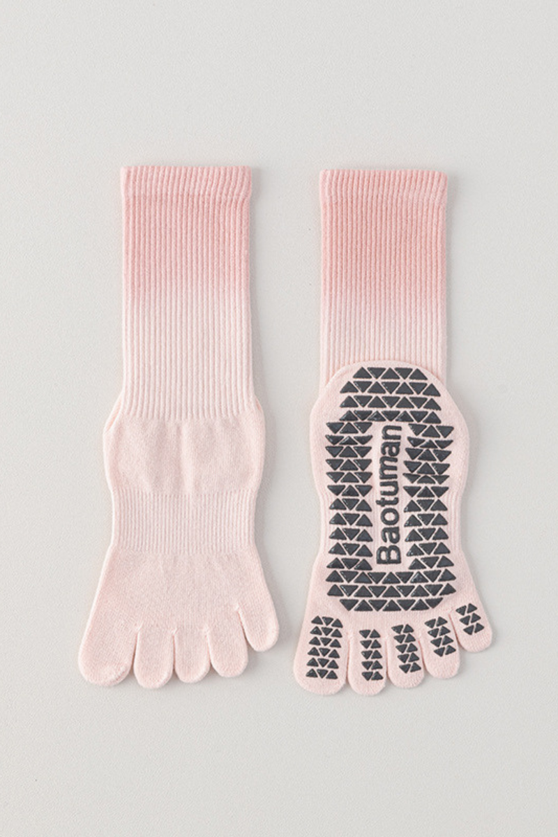 Women's Gradient Separator Anti-Slip Yoga Crew Cotton Socks