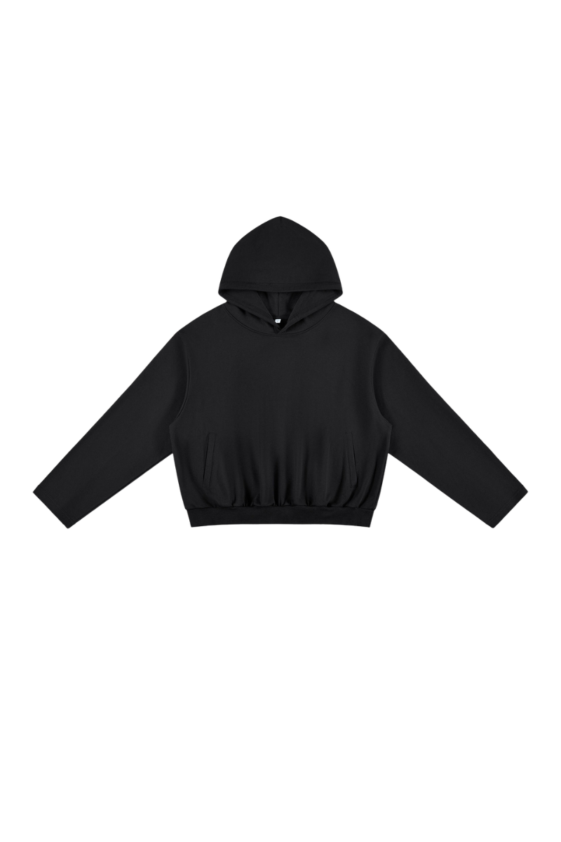 Unisex Fall Cropped Kangaroo Pocket Drop-Shoulder Hoodie