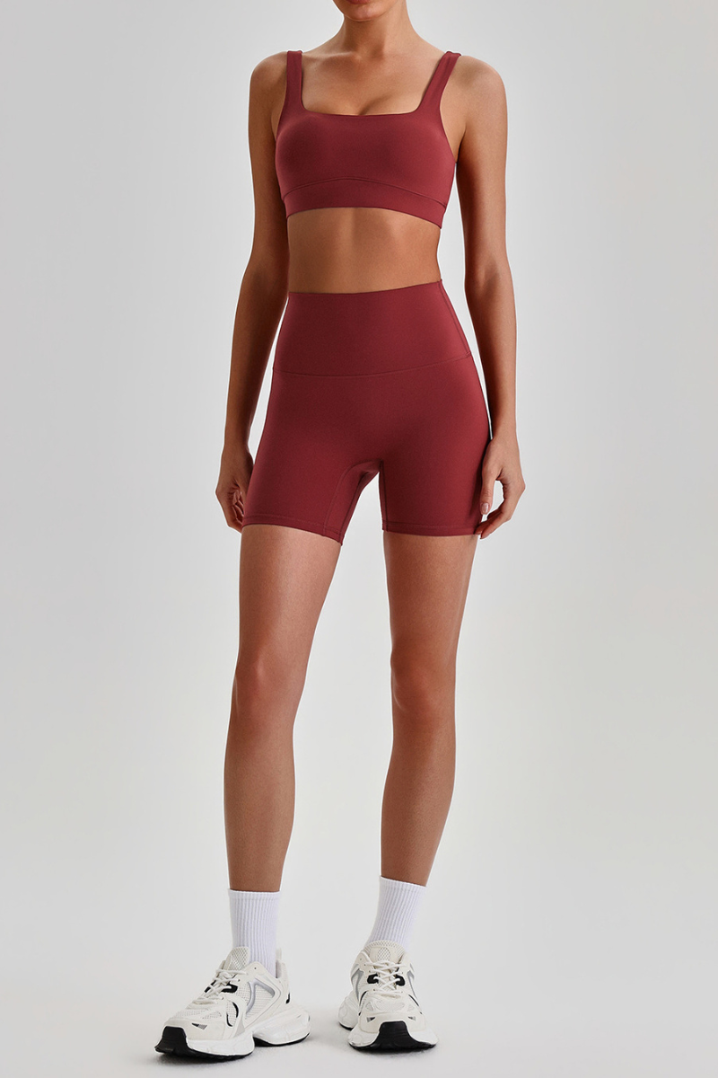 Women's  High Stretch Bra & No Front Seam Yoga Shorts Set