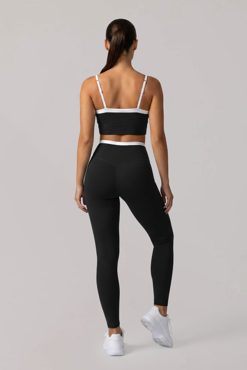 Women's Athletic Color-Blocked Bra And Leggings Yoga Sets