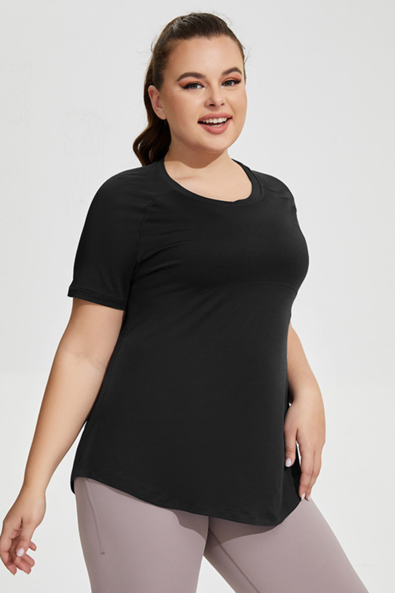 Plus Size Women's Back Mesh Vent Soft Athletic Yoga T-shirt