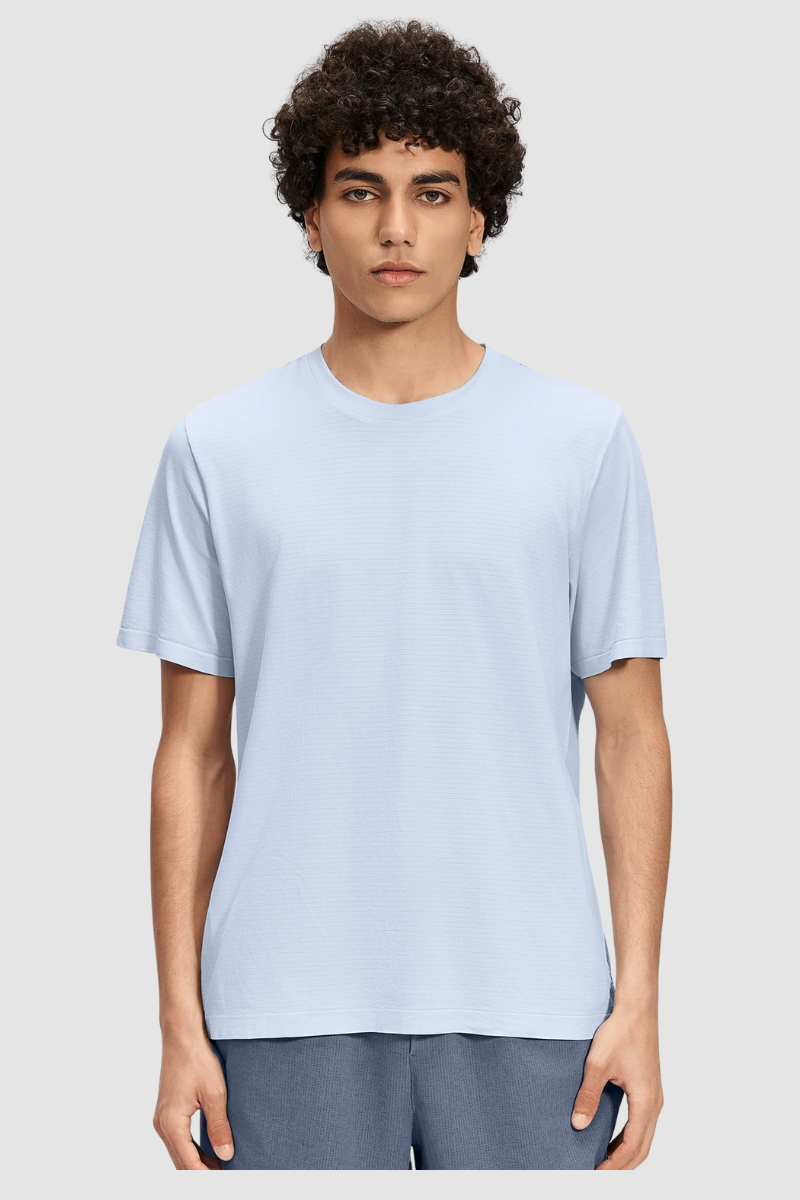Men's Summer Seamless Round-Neck Solid Sports Tee