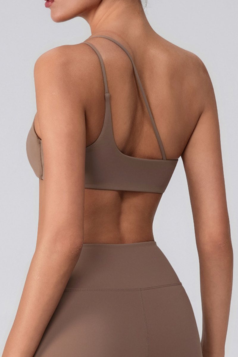 Women's Asymmetric One-Shoulder Naked Feel Sports Bra