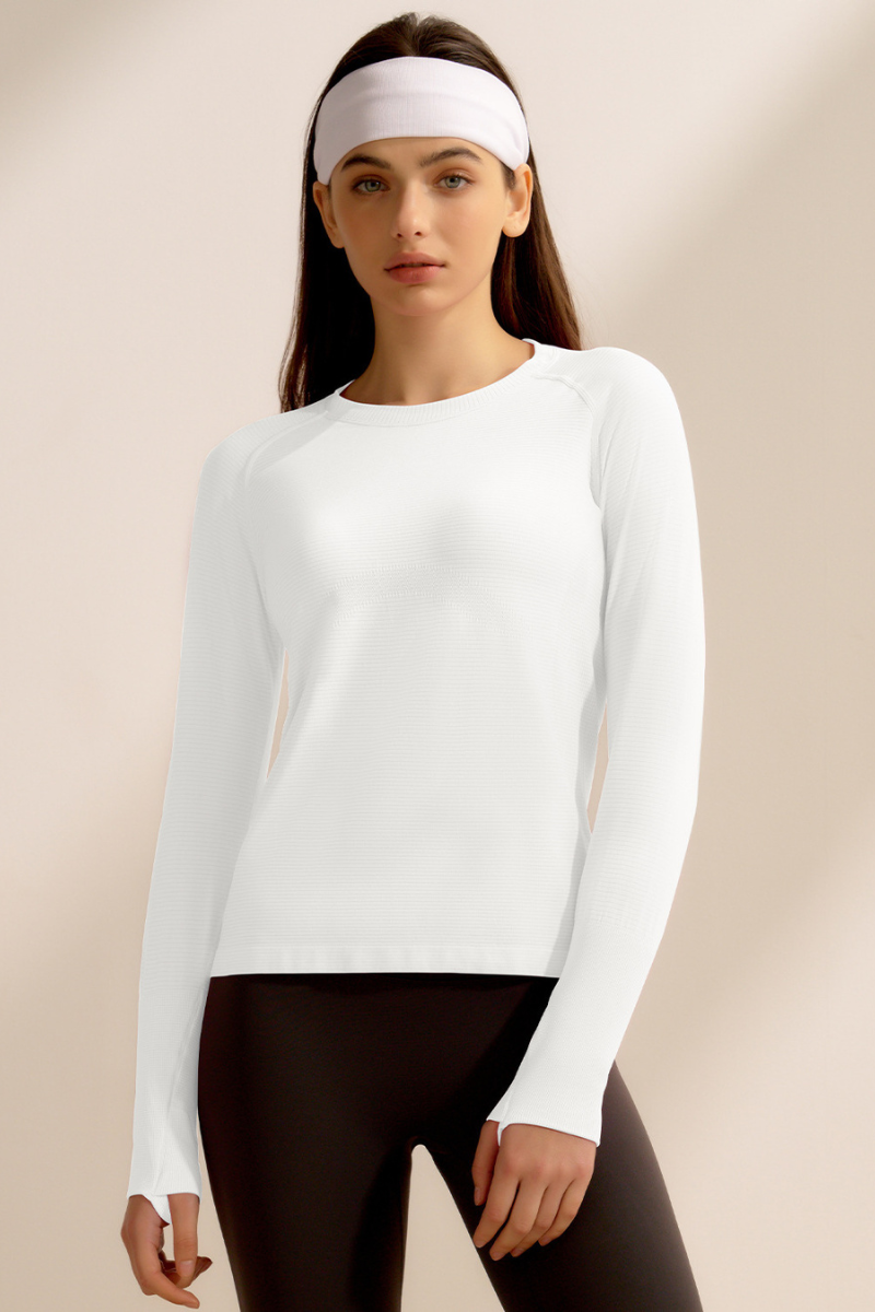 Women Spring Finger Cuffs Quick Dry Long Sleeve Sports Top
