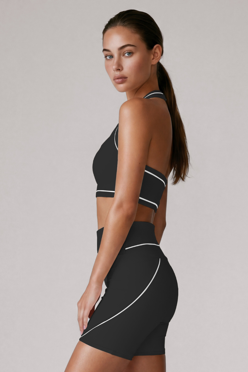 Women's Color Block Halterneck Padded Sports Bra