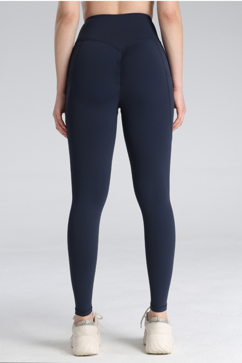 Women's High Waist Pleated Buttock Lift Pocket Yoga Leggings
