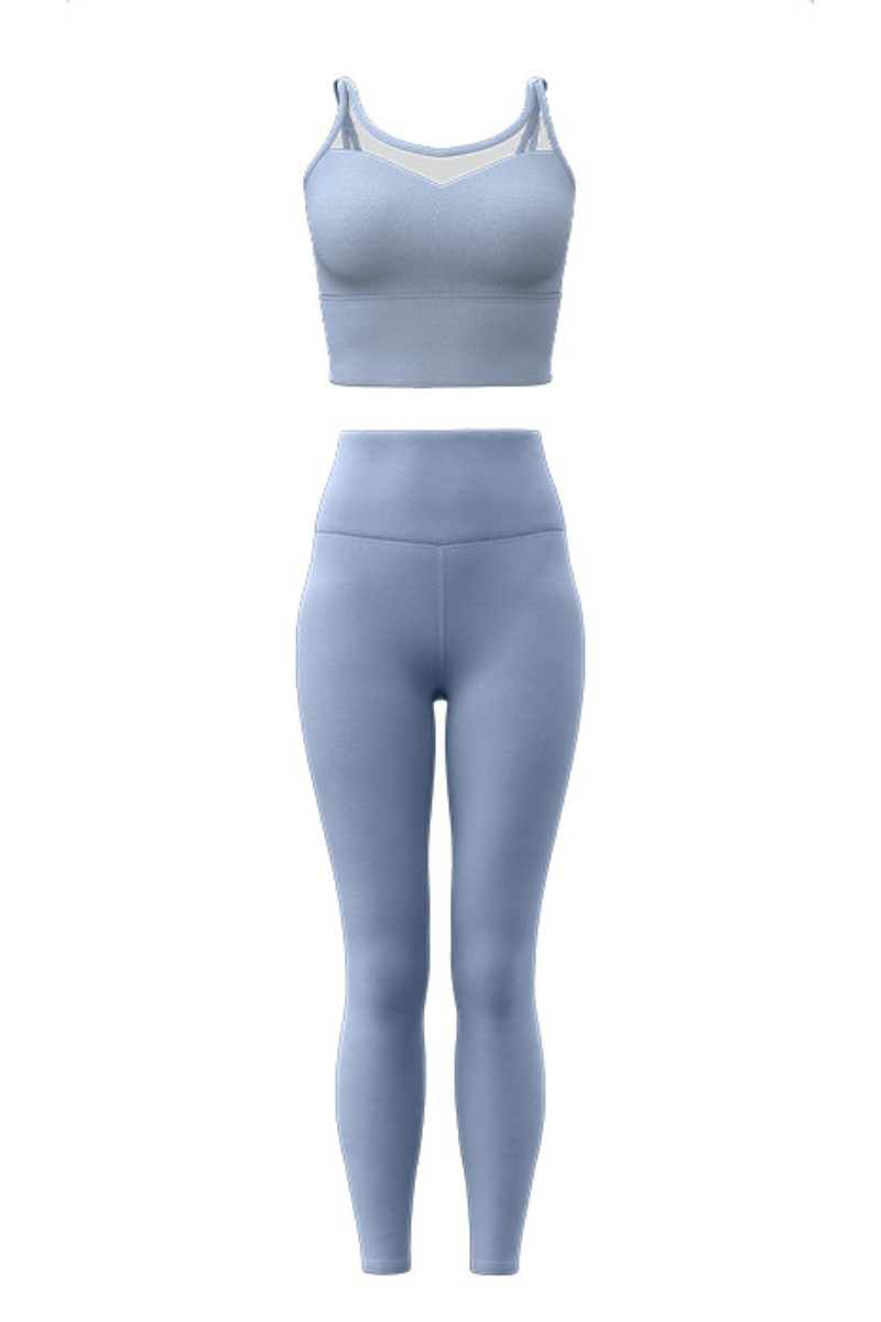 Women's Athletic Sets:Mesh Panel Bra And High Waist Leggings