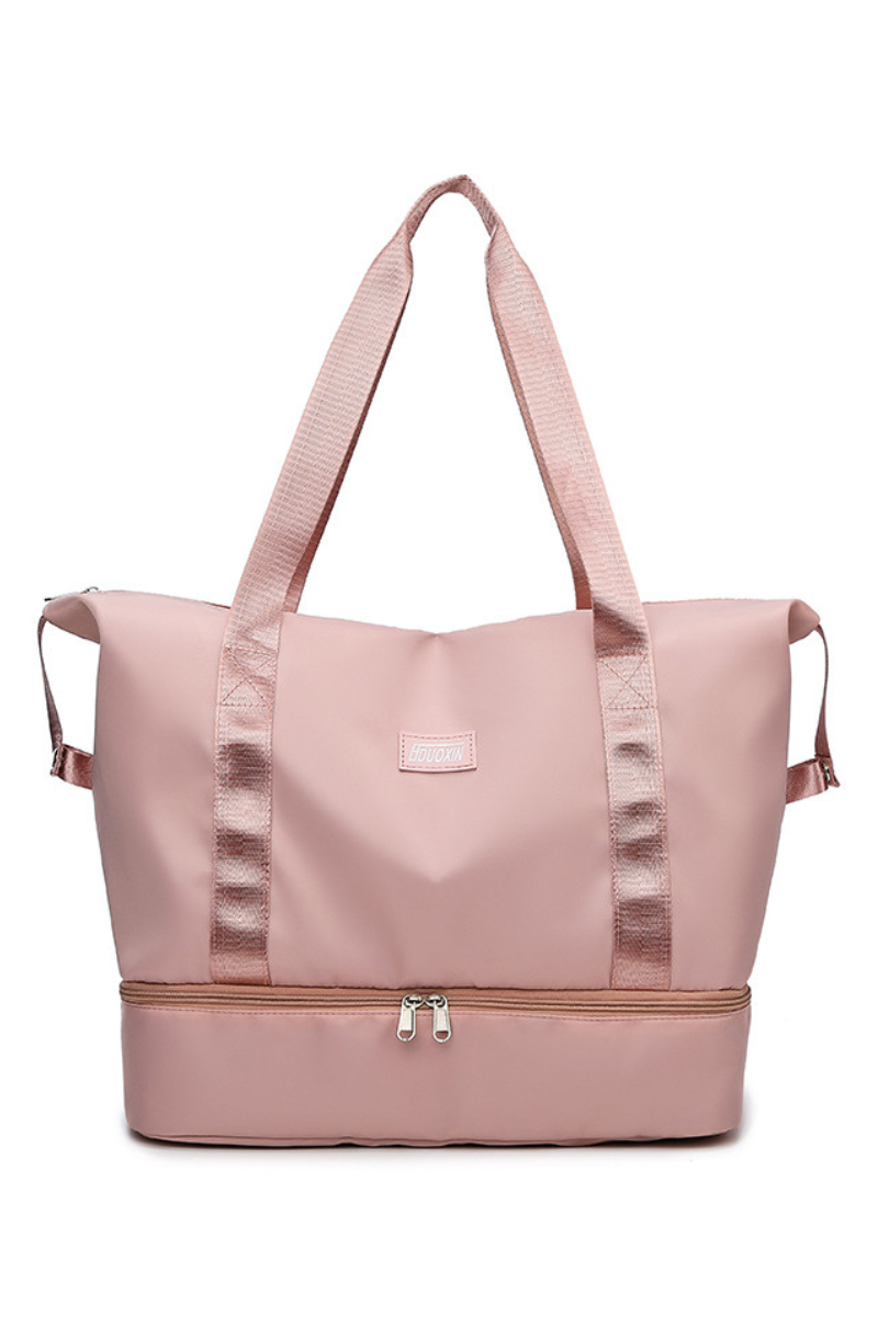 Large Capacity Bottom Zippered Compartment Handle Bag