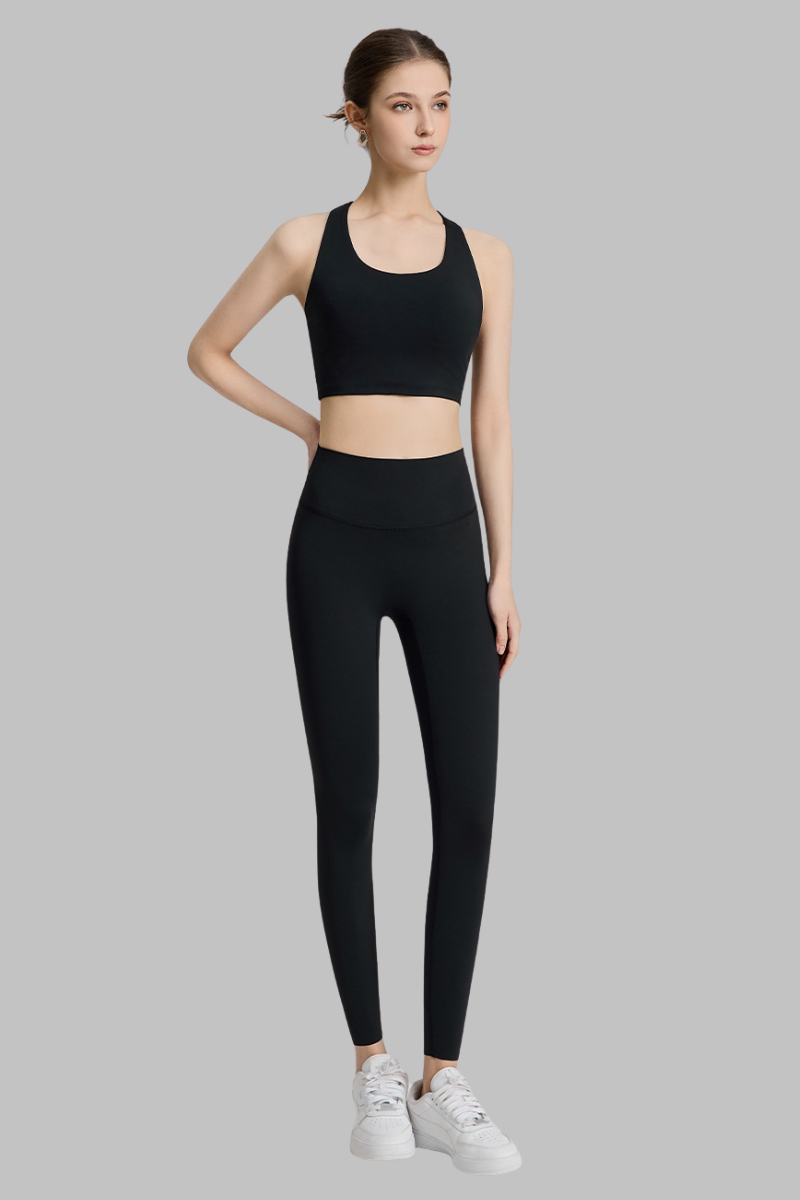 Women's Cross Back Bra and High-Waisted Leggings 2-Piece Set